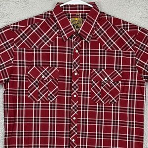 Coevals Club Pearl Snap Western Shirt Men XL Red Plaid Button Up Flap Pocket NEW